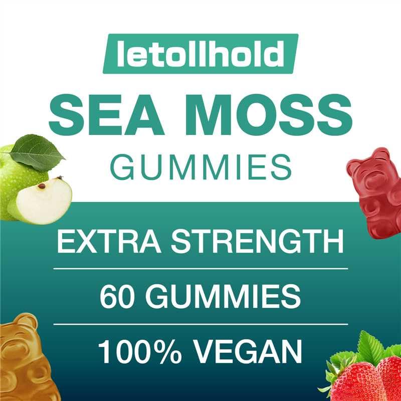 Sea Moss Gummies - Irish Sea Moss Gummies Advanced for Adults with Ashwagandha Bladderwrack & Burdock Root for Supports Immune，Energy - 60 Vegan Gummy,5PCS letollholdAu supplements