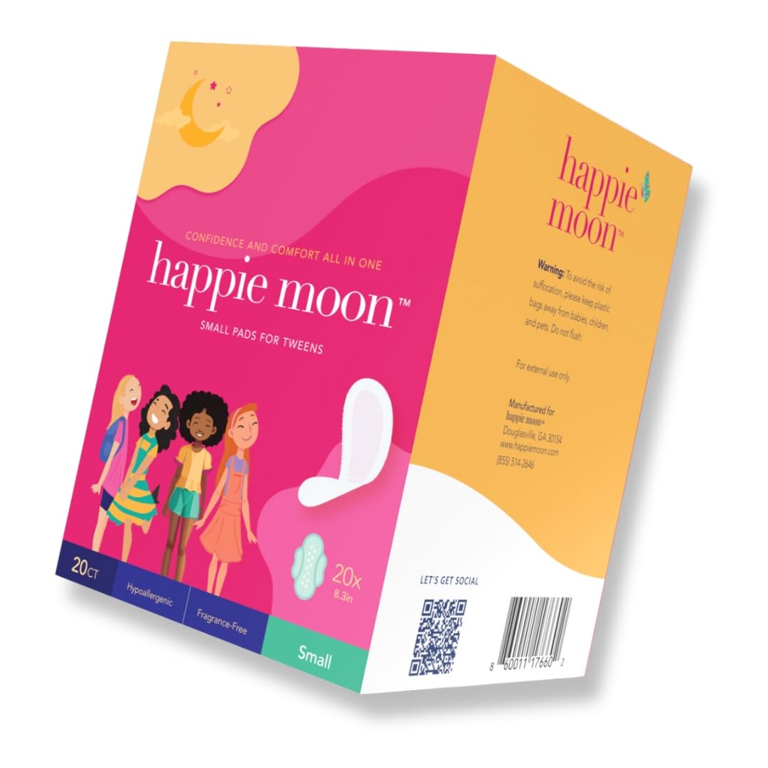 happie moon Tween and Teen Pads | Small Organic Cotton Cover Period Pads | Ultra Thin Cotton Pads Happie MoonAu supplements