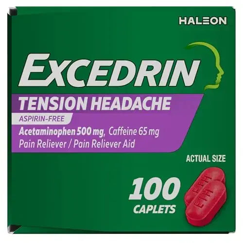 Excedrin Tension Headache Relief Caplets, Acetaminophen 500mg, Caffeine 65mg, Pain Reliever, Aspirin-Free, 100 Count ExcedrinAu supplements