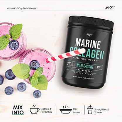 Marine Collagen Powder Supplement - 400g - Wild-Caught Canadian Marine Collagen - Unflavoured - Types 1 & 3 Hydrolysed Collagen ALPHA01US supplements