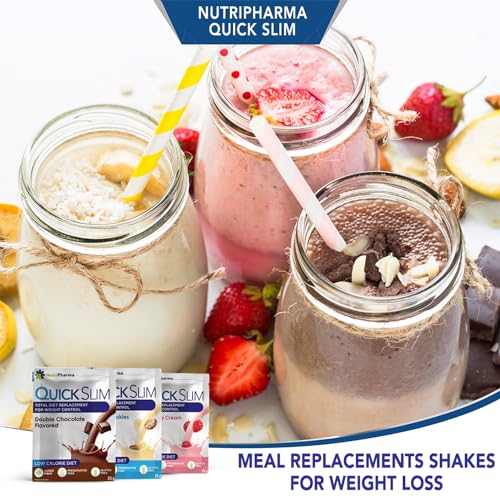 Quick Slim Meal Replacement Shake for Weight Loss, 30 Servings, 20g Protein, 27 Vitamins NUTRIPHARMA Quick SlimUS supplements