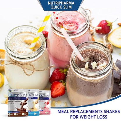 Quick Slim Meal Replacement Shake for Weight Loss, 30 Servings, 20g Protein, 27 Vitamins NUTRIPHARMA Quick SlimUS supplements