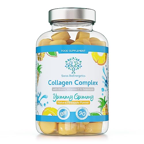 Collagen Complex - 90 Natural Pineapple Flavour Chewable Yummy Gummies swiss bioenergeticsUS supplements