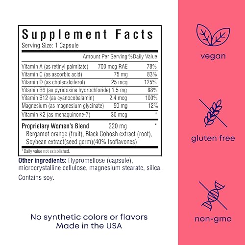 Her Own Menoprim, Menopause Support, Female Hormonal Balance Capsules for Night Sweats, Hot Flashes & Mood Swing Support, Bergamot Orange & Black Cohosh Root, 60 Capsules her ownAu supplements