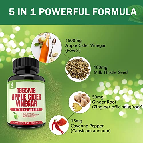 Sugar Free Apple Cider Vinegar Capsules with The Mother, New Formula with Milk Thistle EnvyDealUS supplements