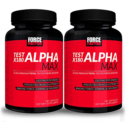 FORCE FACTOR Test X180 Alpha Max, 2-Pack, Total Testosterone and Nitric Oxide Booster Force FactorAu supplements