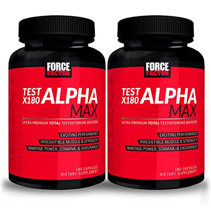 FORCE FACTOR Test X180 Alpha Max, 2-Pack, Total Testosterone and Nitric Oxide Booster Force FactorUS supplements