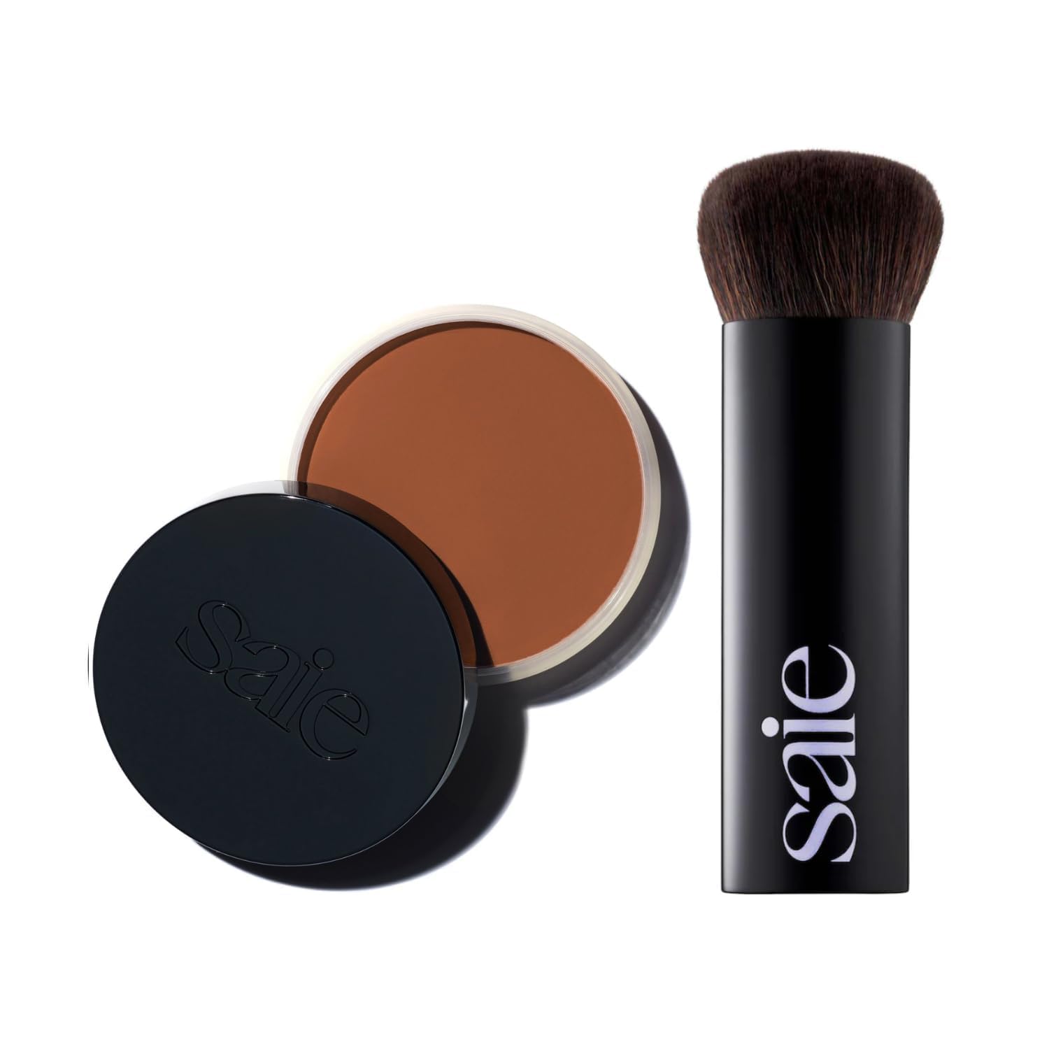 Saie Sun Melt Duo - The Big Brush - Soft, Multi-Use Liquid + Cream Makeup Brush With Synthetic Bristles Bundled With Sun Melt Bronzer in Tan Bronze - Buildable Cream Contour with Velvet Finish (1 oz) SaieAu supplements