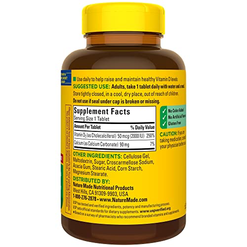 Nature Made Vitamin D3 2000 IU (50 mcg), Dietary Supplement for Bone, Teeth Nature MadeUS supplements