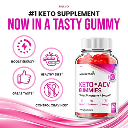 (2 Pack) Max Ketosis Keto ACV Gummies Max Ketosis Advanced Formula Apple Cider Vinegar RillvoUS supplements