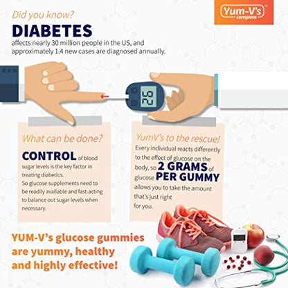 YumVs Complete Glucose Gummies, Raspberry Flavor, (60 Ct); Chewable YUM-V'SUS supplements