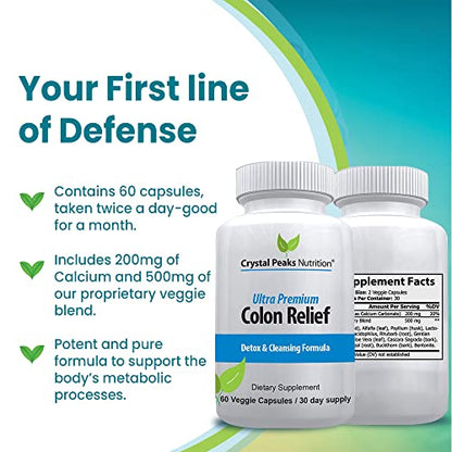 CRYSTAL PEAKS NUTRITION Natural Colon Cleanser Capsules for Constipation Relief CRYSTAL PEAKS NUTRITIONUS supplements
