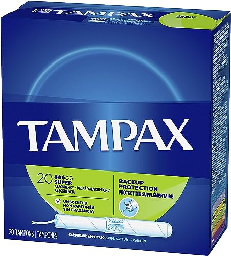 Tampax Tampons, Super Absorbency, Cardboard Applicator, Leakgaurd Skirt, Unscented, 20 Count TampaxAu supplements