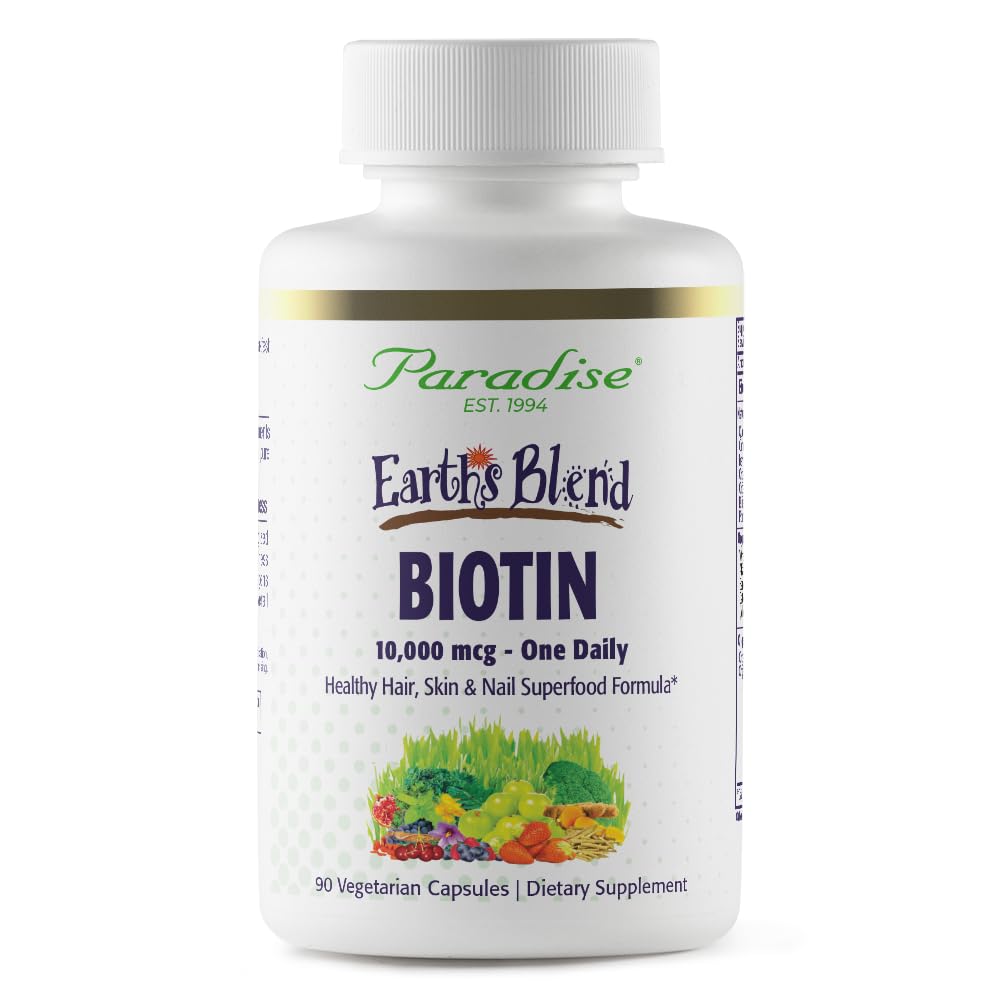 Paradise Herbs Earth's Blend Biotin Supplement, Hair, Skin & Nails, Whole Body Health, Vegan, Non-GMO, 90 Vegetarian Capsules Paradise HerbsAu supplements