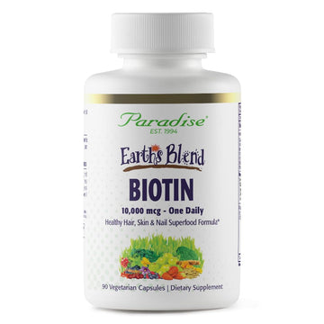 Paradise Herbs Earth's Blend Biotin Supplement, Hair, Skin & Nails, Whole Body Health, Vegan, Non-GMO, 90 Vegetarian Capsules Paradise HerbsAu supplements