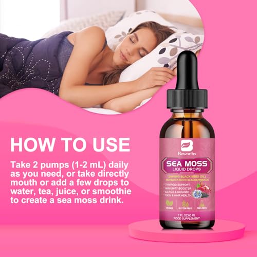 3000mg Sea Moss Liquid Drops - Organic Black Seed Oil & Irish Sea Moss B BEWORTHSUS supplements