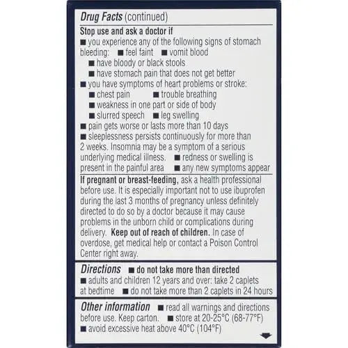 Advil PM Pain Reliever and Nighttime Sleep Aid, Pain Medicine with Ibuprofen for Pain Relief and Diphenhydramine Citrate for a Sleep Aid - 40 Coated Caplets AdvilAu supplements