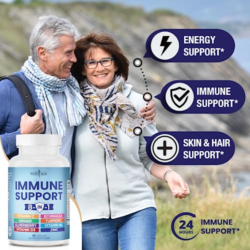 NEW AGE 8 in 1 Immune Support Booster Supplement with Echinacea, Vitamin C and Zinc NEW AGEUS supplements