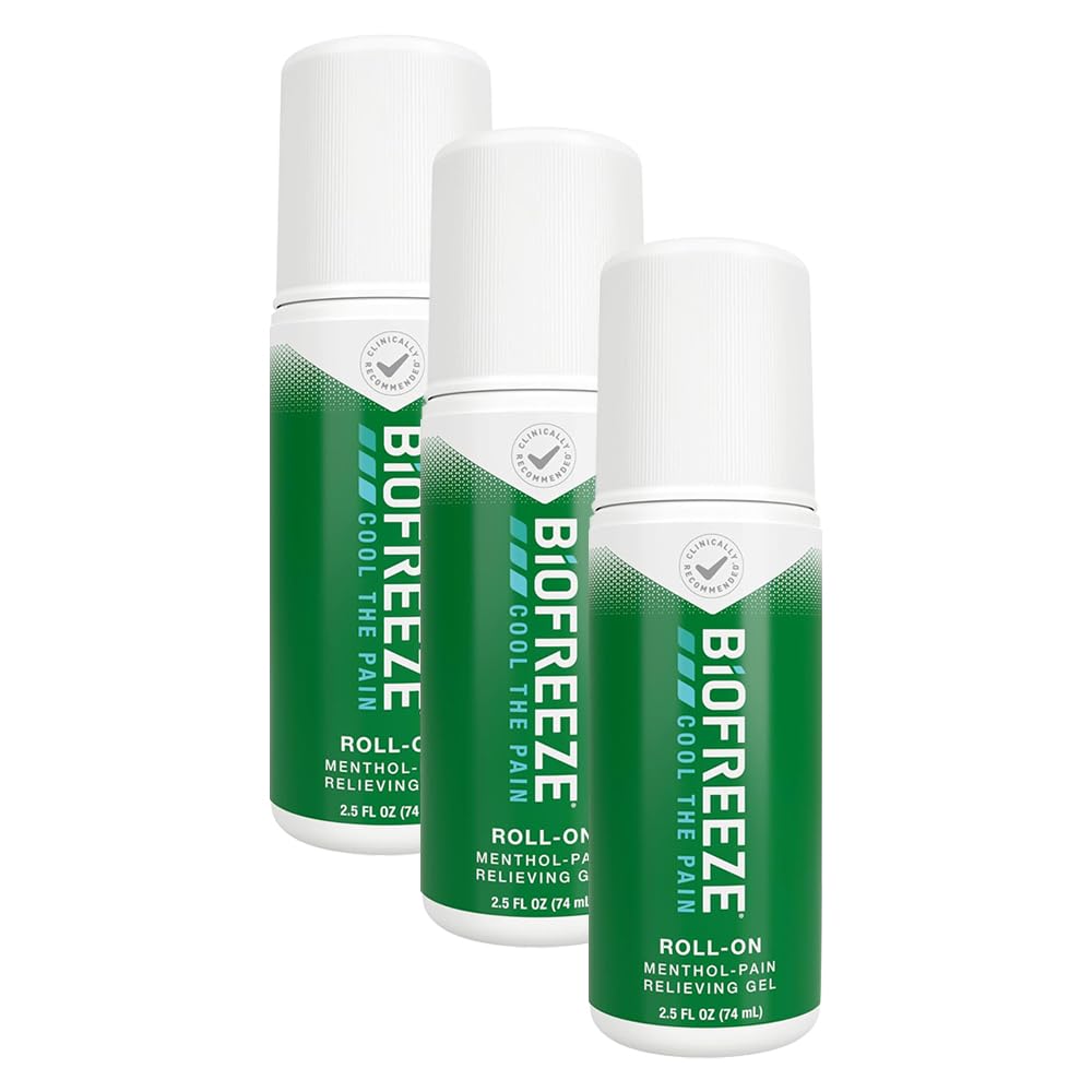 Biofreeze 13451 Roll-On Pain-Relieving Gel, 2.5 FL oz, Green Topical, Arthritis, Strains, Bruises, & Sprains (7.5 Fl Oz (Pack of 3), 3, Count) BiofreezeAu supplements