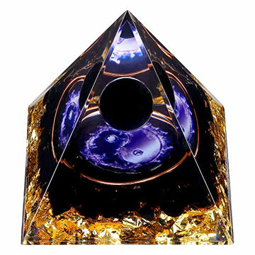 Yin Yang Healing Crystal Orgonite Pyramid - Tai Chi with Obsidian Ball - Taiji Reiki Chakra Meditation FENGSHUI-CAISHENAu supplements