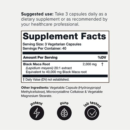 40,000mg Pure Black Maca Root Extract - Ultra Concentrated 20:1 Single Origin Wildcrafted ToniiqUS supplements