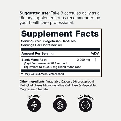 40,000mg Pure Black Maca Root Extract - Ultra Concentrated 20:1 Single Origin Wildcrafted ToniiqUS supplements