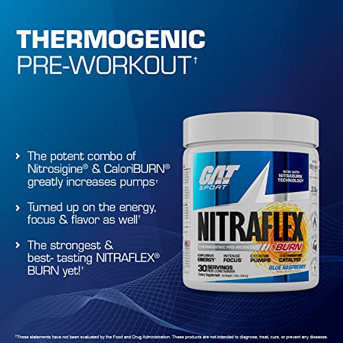 GAT SPORT NITRAFLEX Burn, Pre Workout Thermogenic Powder, Apple Melon, 30 Servings GAT SPORTAu supplements