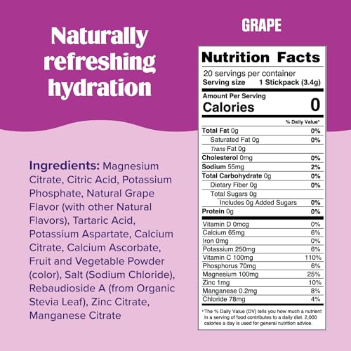 Ultima Replenisher Daily Electrolyte Drink Mix – Grape, 20 Stickpacks – Hydration Packets Ultima ReplenisherUS supplements
