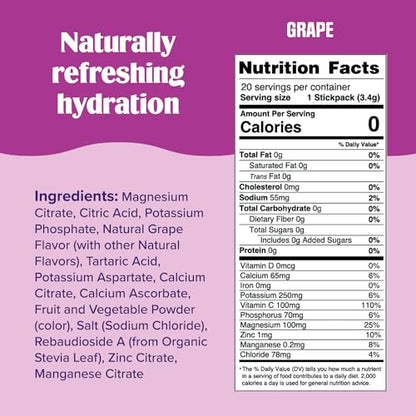 Ultima Replenisher Daily Electrolyte Drink Mix – Grape, 20 Stickpacks – Hydration Packets Ultima ReplenisherUS supplements