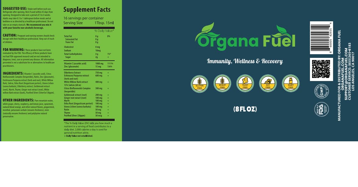 Organa Fuel 30-Day Supply: Advanced Liquid Immune Support Supplement, Supports Cellular, Gut & Organ Health, Vitamins, Minerals, Superfoods, Antioxidant. for Adults & Kids 12+ - 8 fl oz (Pack of 1) Organa FuelAu supplements