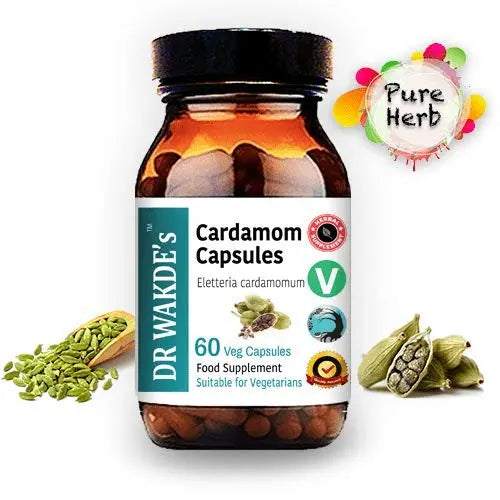 DR WAKDE'S Cardamom Capsules (60 Veg Caps, Plant-Based Supplement, Ayurvedic Herb, All Natural, Vegan) DR WAKDE'snz supplements