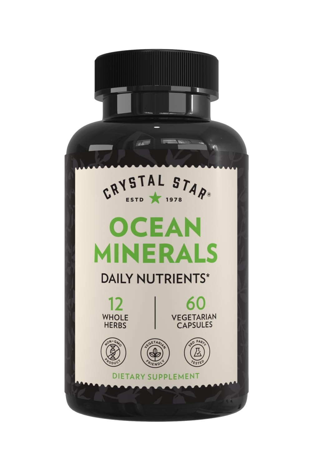 Crystal Star Ocean Minerals Supplement (60 Capsules) – Daily Herbal Supplement for Bone Health & Collagen – Sea Buckthorn, Spirulina & Organic Alfalfa - Non-GMO Crystal StarAu supplements
