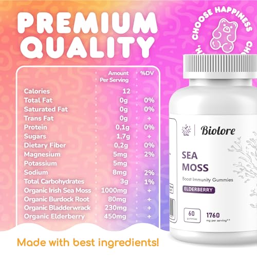 Biolore Sea Moss Gummies with Elderberry, Contains Irish Sea Moss, Organic Extract BioloreAu supplements