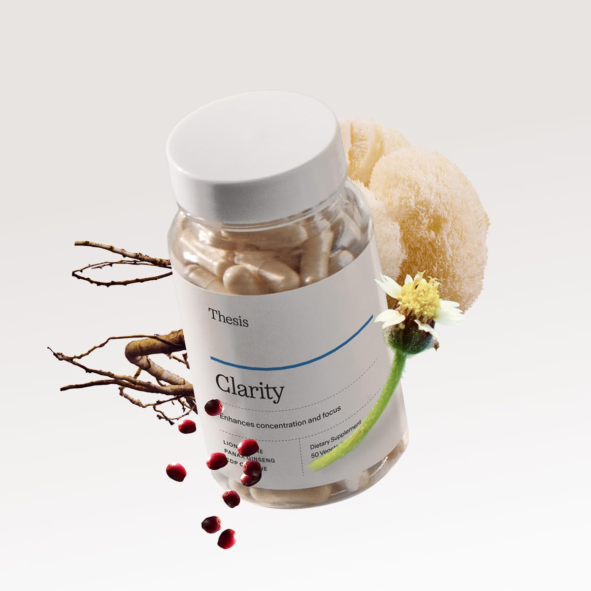 Thesis Clarity Nootropic Supplement for Men & Women with Lions Mane, CDP Choline, Panax Ginseng, Vitamin B6 & Caffeine, Cognitive Support Capsules, Vegan, Non GMO, 25 Servings THESISAu supplements