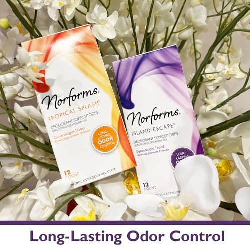 Norforms Feminine Deodorant Suppositories, Long Lasting Odor Control, Tropical Splash Scent NorformsAu supplements