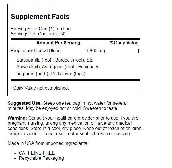 Bio Nutrition Lymph Support Tea Cleanse and Detox 30 Bag(S) Bio NutritionAu supplements