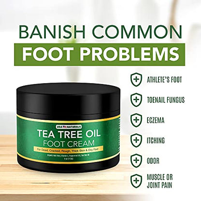 Tea Tree Oil Foot Cream For Dry Cracked Heels Repair - Natural Foot Cream For Dry Cracke USA NaturalsUS supplements