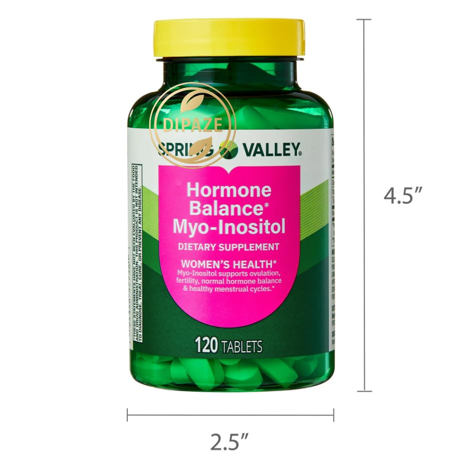 Spring Valley Hormone Balance Myo-Inositol 2000mg Dietary Supplement Tablets, 120 Count + Dipaze Gift (Container) Aus HealthcareAu supplements