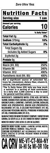 Monster Energy Zero Ultra, Sugar Free Energy Drink, 16 Ounce (Pack of 15) Monster EnergyUS supplements