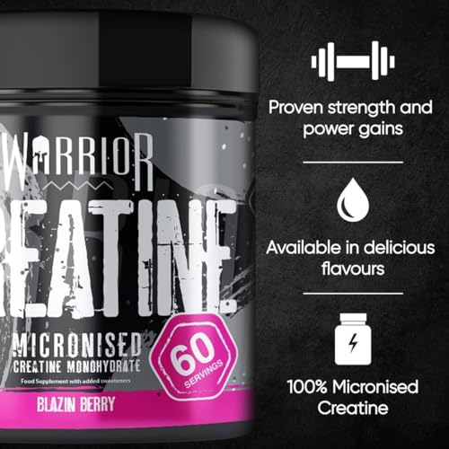 Warrior Creatine Monohydrate Powder – 300g – Micronised for Easy Mixing and Consumpti WarriorUS supplements