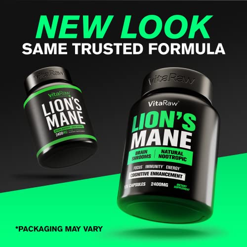 Organic Lions Mane Supplement Capsules 2400 mg - Powerful Nootropic - Helps Maintain VitaRawUS supplements