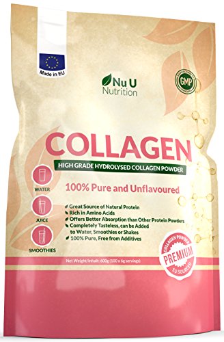 Collagen Powder 600g - 100 Servings - High Grade Pure Bovine 100% - Collagen Peptides Hydrolysate Nu U NutritionAu supplements