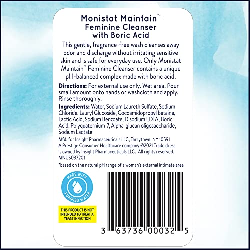 Monistat Boric Acid Feminine Cleanser, Fragrance Free Feminine Wash, 10 Fl MonistatUS supplements