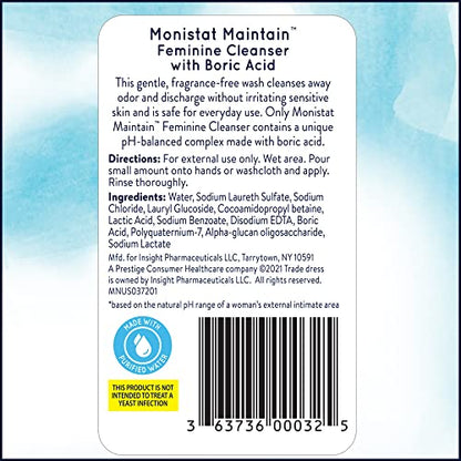Monistat Boric Acid Feminine Cleanser, Fragrance Free Feminine Wash, 10 Fl MonistatUS supplements