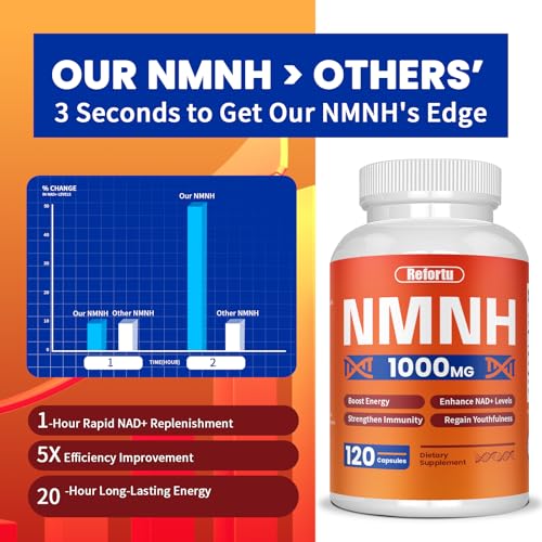 NMNH Supplement(Dihydronicotinamide Mononucleotide),Nicotinamide Mononucleotide for NAD+ Booster,1000mg per Serving,Supports Energy & Overall Health,120 Capsules RefortuAu supplements
