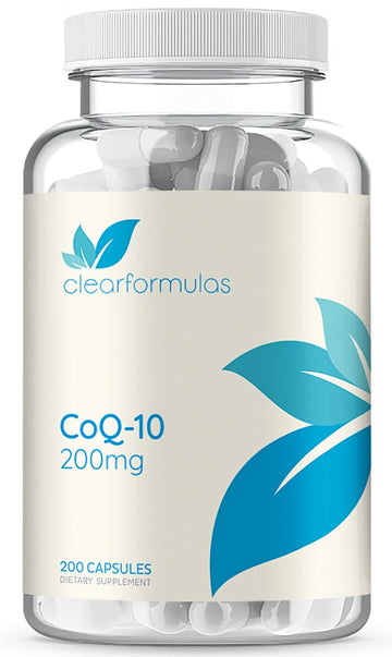 Clear Formulas CoQ10 200mg 200 Capsules Quick Absorption Non-GMO Clear FormulasUS supplements