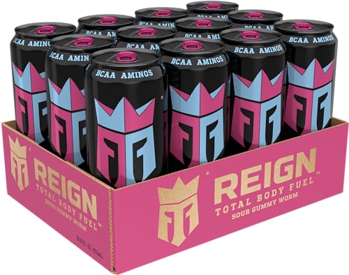 Reign Total Body Fuel, Sour Gummy Worm, Fitness & Performance Drink, 16 Fl Oz (Pack of 12) REIGNAu supplements