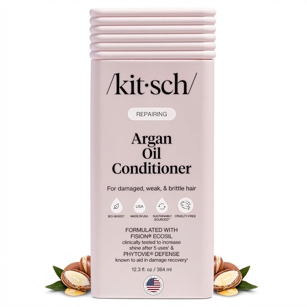 Kitsch Repairing Argan Oil Liquid Conditioner for Women & Men – Argan Oil for Hair, For Shine, Smoothness & Damage Recovery, Hair Repair – Clean, Color-Safe Hair Care - 12.3 oz KitschAu supplements