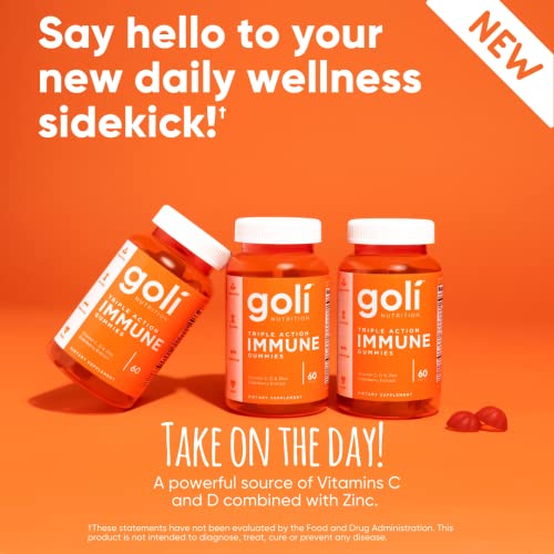 Goli Immune Vitamin Gummy - 60 Count - Elderberry, Vitamin C, D & Zinc, Vegan, Non-GMO GoliUS supplements