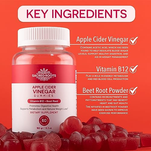 Sacred Roots Sugar-Free, Apple Cider Vinegar Gummies, 60 Gummies – Supports Healthy Sacred RootsAu supplements